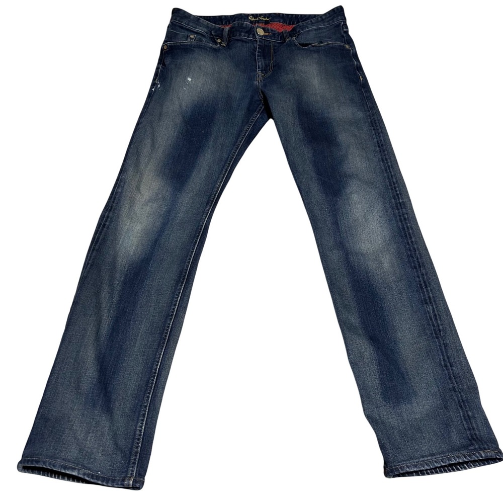 Robert Graham Jim Jeans Mens 34 31 Blue Straight Leg Woven in Italy Faded Denim